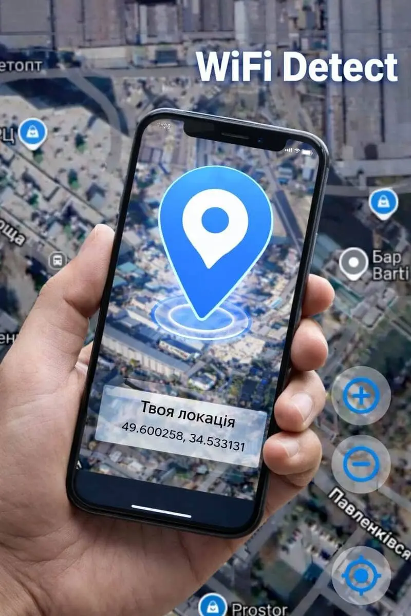 Схематичне зображення використання Wi-Fi мереж для визначення місцезнаходження трекера